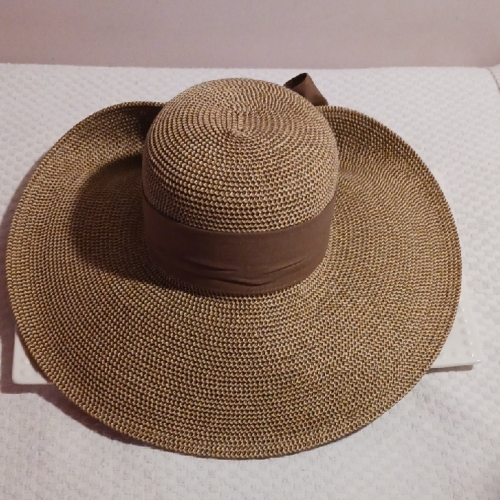 Gorgeous! Vince Camuto ⚜️ Wide Brim Sun Hat - Tan Brown - Picture 11 of 12